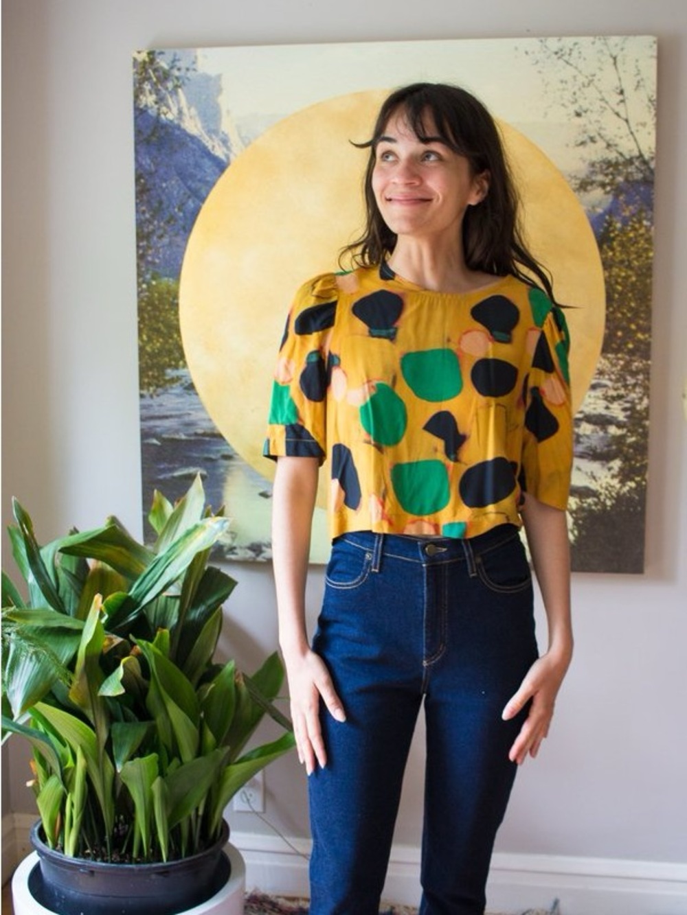Eve Gravel Bright Lights Top Klimt Size Large Online Exclusive Viscose Retro